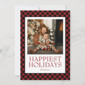 バフアロープレイド 幸せなホリデー フォト シーズンカード (正面)