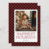 バフアロープレイド 幸せなホリデー フォト シーズンカード (正面/裏面)