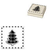 バフアロープレイド、赤いギンガムのクリスマスツリー ラバースタンプ (押印)