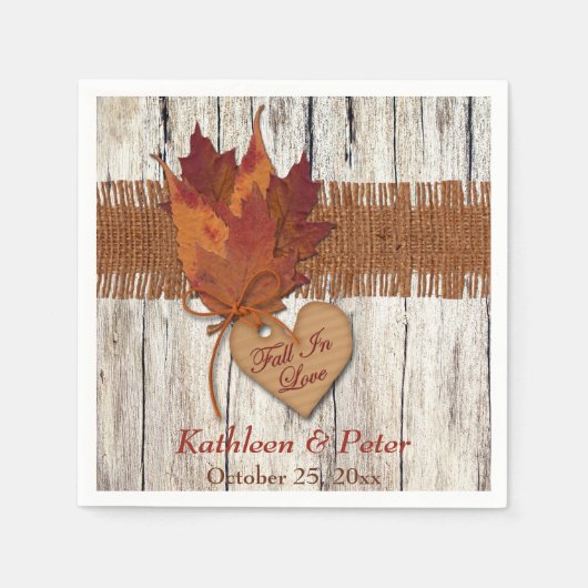 バフェイクラップ、ウッド、離れハートズ結婚・ナプキン スタンダードカクテルナプキン (正面)