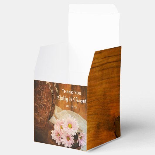 バフェイクンウッドピンクデイジーカウボーイブーツ結婚ズ フェイバーボックス (オープン)