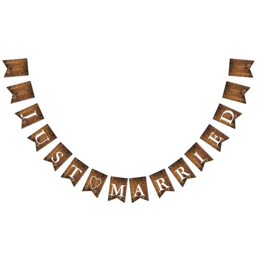 バフェイクン素朴ウッドたった今結婚しました結婚ズ バンティングフラッグ (全)