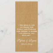 バフェイクーラップレース結婚、素朴なメニューカード メニュー (裏面)