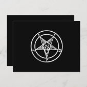 バフォメット逆ペンタグラム羊 Satanic ロゴ インビテーションポストカード (正面/裏面)