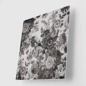 バフグレイトープヴィンテージフローラトイルNo.3 スクエア壁時計 (傾斜)