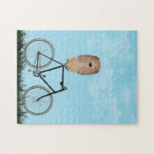 バフコッカースパニエル犬ドッグヴィンテージ自転車 ジグソーパズル (横)