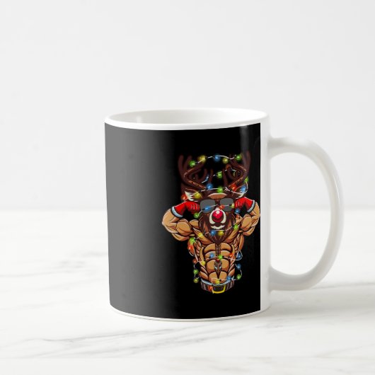 バフサンタトナカイボディビルクリスマスジムウェイ コーヒーマグカップ (右)