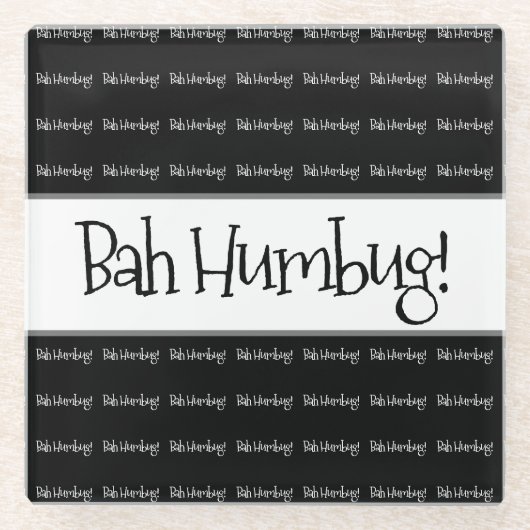 バフバグ黒のクリスマス ガラスコースター (正面)