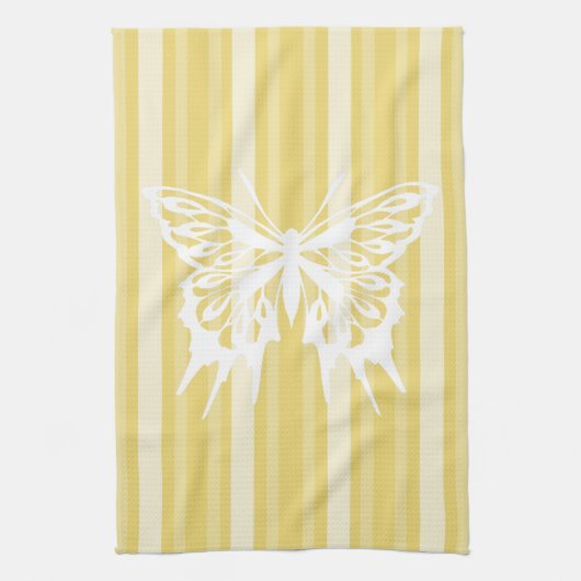 バフビクトリアンストライプバタフライ キッチンタオル (縦)