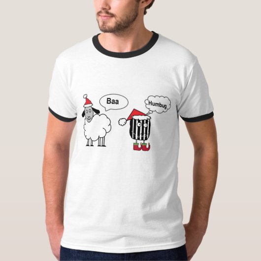 バフムバグ 楽しいクリスマスの羊のキャラクター Tシャツ (正面)