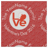 バフラインの国旗 ハート LOVE 赤 個人名入りテキスト ファブリック (クローズアップ)