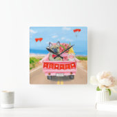 バフランスのルドッグバレンタインデートラック スクエア壁時計 (ホーム)