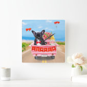 バフランスのルドッグバレンタインデートラック スクエア壁時計 (ホーム)