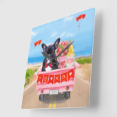 バフランスのルドッグバレンタインデートラック スクエア壁時計 (傾斜)