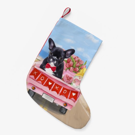 バフランスのルドッグバレンタインデートラック スモールクリスマスストッキング (正面 (吊り時))