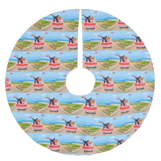 バフランスのルドッグバレンタインデートラック ブラッシュドポリエステルツリースカート (正面)