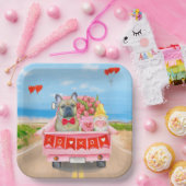 バフランスのルドッグバレンタインデートラック ペーパープレート (パーティー)