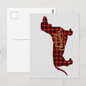 バフロー・チェック柄のダックスフントのクリスマス・ポストカード ポストカード (正面/裏面)