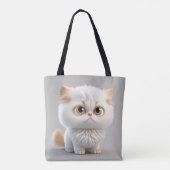 バフ耳の大きな目で愛らしいファンタジー白猫 トートバッグ (裏面)