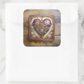 バフ赤いハートスチームパンクシリーズ スクエアシール (バッグ)