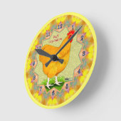 バフ・オルピントン・ロースター時計 ラウンド壁時計 (傾斜)