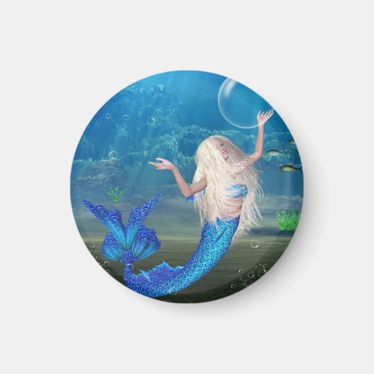 バブかわいらしル付きブロンド人魚 マグネット (正面)