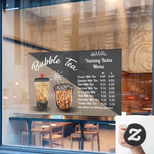 バブカスタマイズル茶ボバドーナッツショップフロント ウィンドウサイン (カフェ窓)