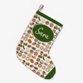 バブカチャラブリスケットユダヤ教ホリデーハヌカー スモールクリスマスストッキング (正面 (吊り時))