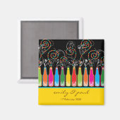 バブカラフルリーボトルお祝い日付の保存 マグネット (正面/裏面)