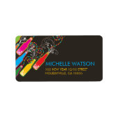 バブカラフルリーボトルモダンの新年の住所 ラベル (正面)