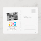 バブカラフルリーボトルモダン応援おもしろい新年 シーズンポストカード (裏面)