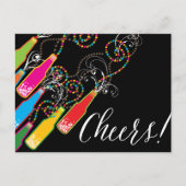 バブカラフルリーボトルモダン応援おもしろい新年 シーズンポストカード (正面)