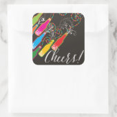 バブカラフルリーボトルモダン応援おもしろい新年 スクエアシール (バッグ)