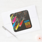 バブカラフルリーボトルモダン応援おもしろい新年 スクエアシール (封筒)