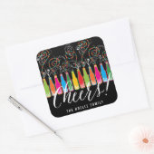 バブカラフルリーボトルモダン応援おもしろい新年 スクエアシール (封筒)