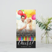 バブカラフルリーボトル応援おもしろい新年写真 シーズンカード (スタンド正面)