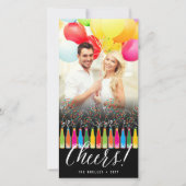 バブカラフルリーボトル応援おもしろい新年写真 シーズンカード (正面)