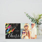 バブカラフルリーボトル応援おもしろい新年写真 シーズンカード (スタンド正面)