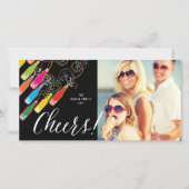 バブカラフルリーボトル応援おもしろい新年写真 シーズンカード (正面)