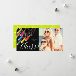 バブカラフルリーボトル応援おもしろい新年写真 シーズンカード