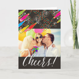 バブカラフルリーボトル応援おもしろい新年写真 シーズンカード