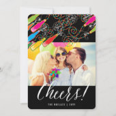 バブカラフルリーボトル応援おもしろい新年写真 シーズンカード (正面)