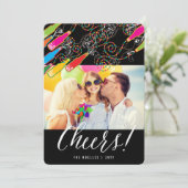 バブカラフルリーボトル応援おもしろい新年写真 シーズンカード (スタンド正面)