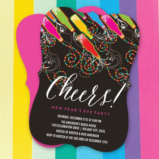 バブカラフルリー応援おもしろい大晦日パーティー 招待状