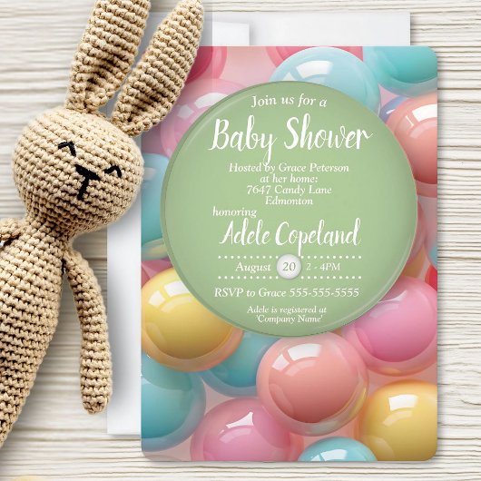 バブカラフルルガム飴の書道の赤ちゃん 招待状