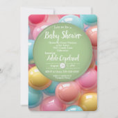 バブカラフルルガム飴の書道の赤ちゃん 招待状 (正面)