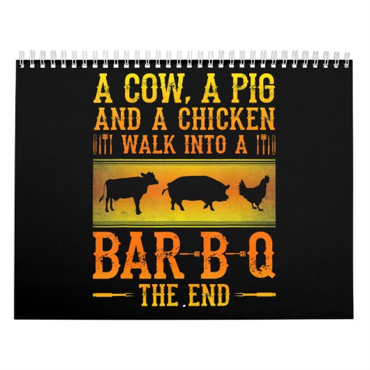 バブク|牛と豚とニワトリがBBQに入る カレンダー (カバー)