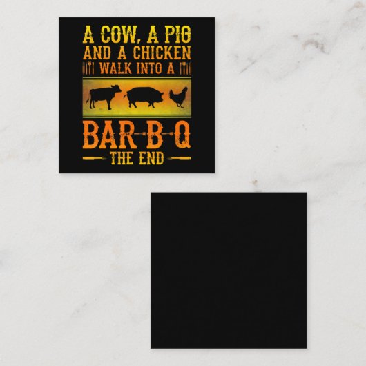 バブク|牛と豚とニワトリがBBQに入る スクエア名刺 (正面/裏面)