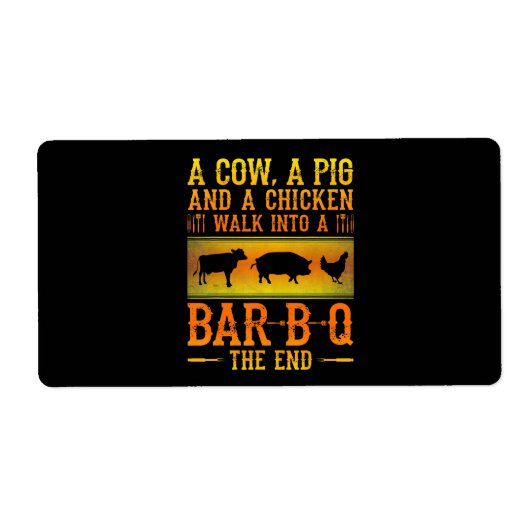 バブク|牛と豚とニワトリがBBQに入る ラベル (正面)