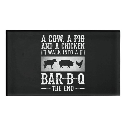 バブク|牛と豚と鶏がBBQに入る 名札 (正面)